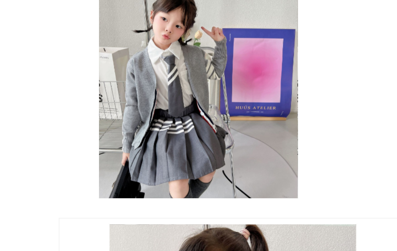 2022秋季新款女童4件套jk制服中大童学院风开衫衬衫百褶裙套装详情13