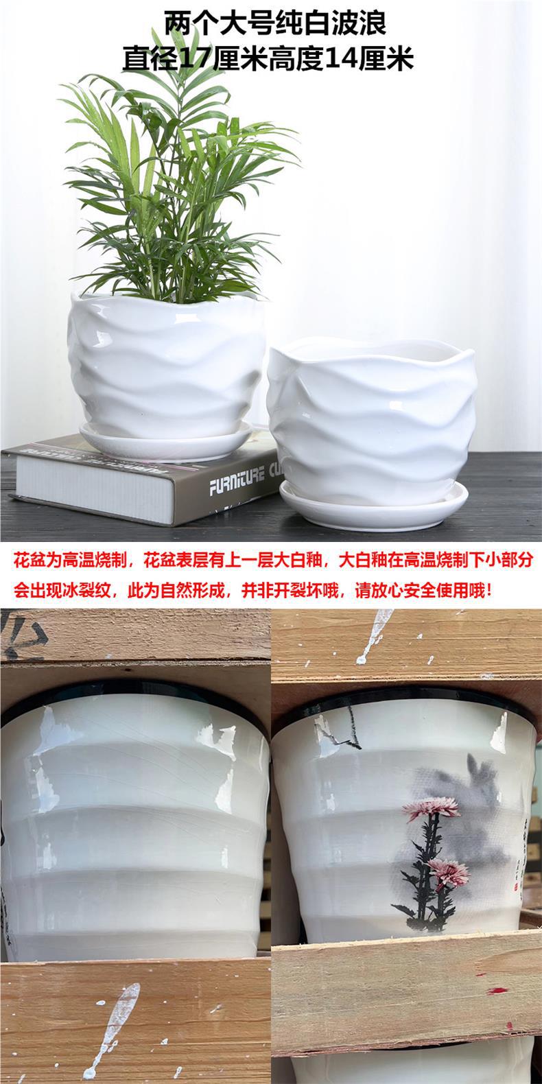 网红花盆陶瓷大号中号家用绿萝吊兰多肉绿植白色蝴蝶兰盆批发详情4