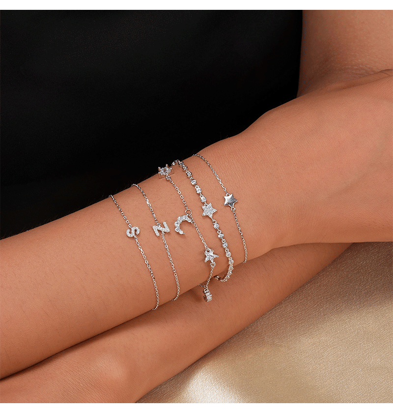 925 sterling silver bracelet with 26 letters set with zircon, a niche, light luxury and high-end style, an ins sterling silver bracelet, a cross-border bestseller accessory pic 12