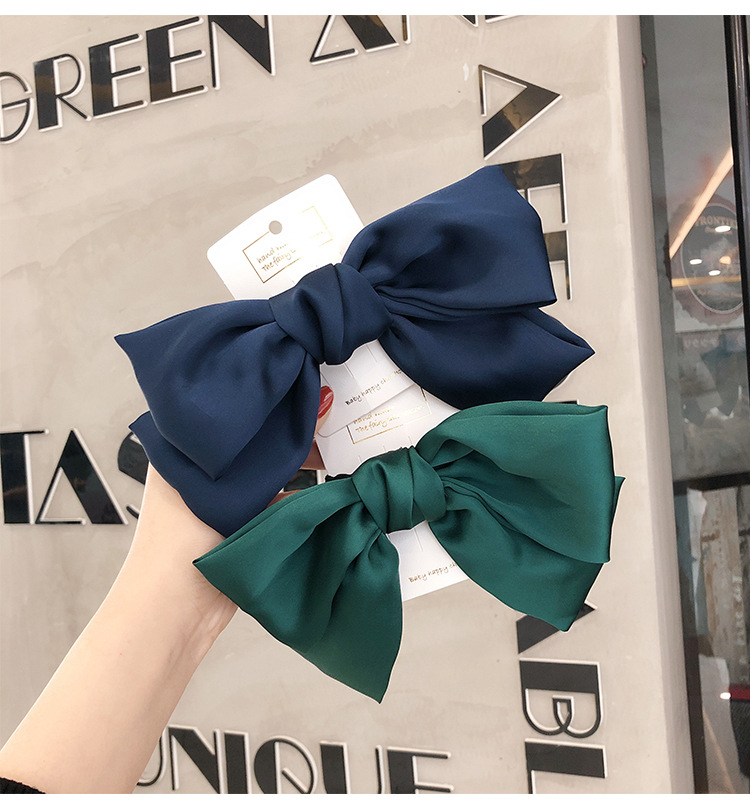 超大黑色蝴蝶结发夹日系大人儿童缎面红色发卡后脑勺弹簧夹子头饰详情12