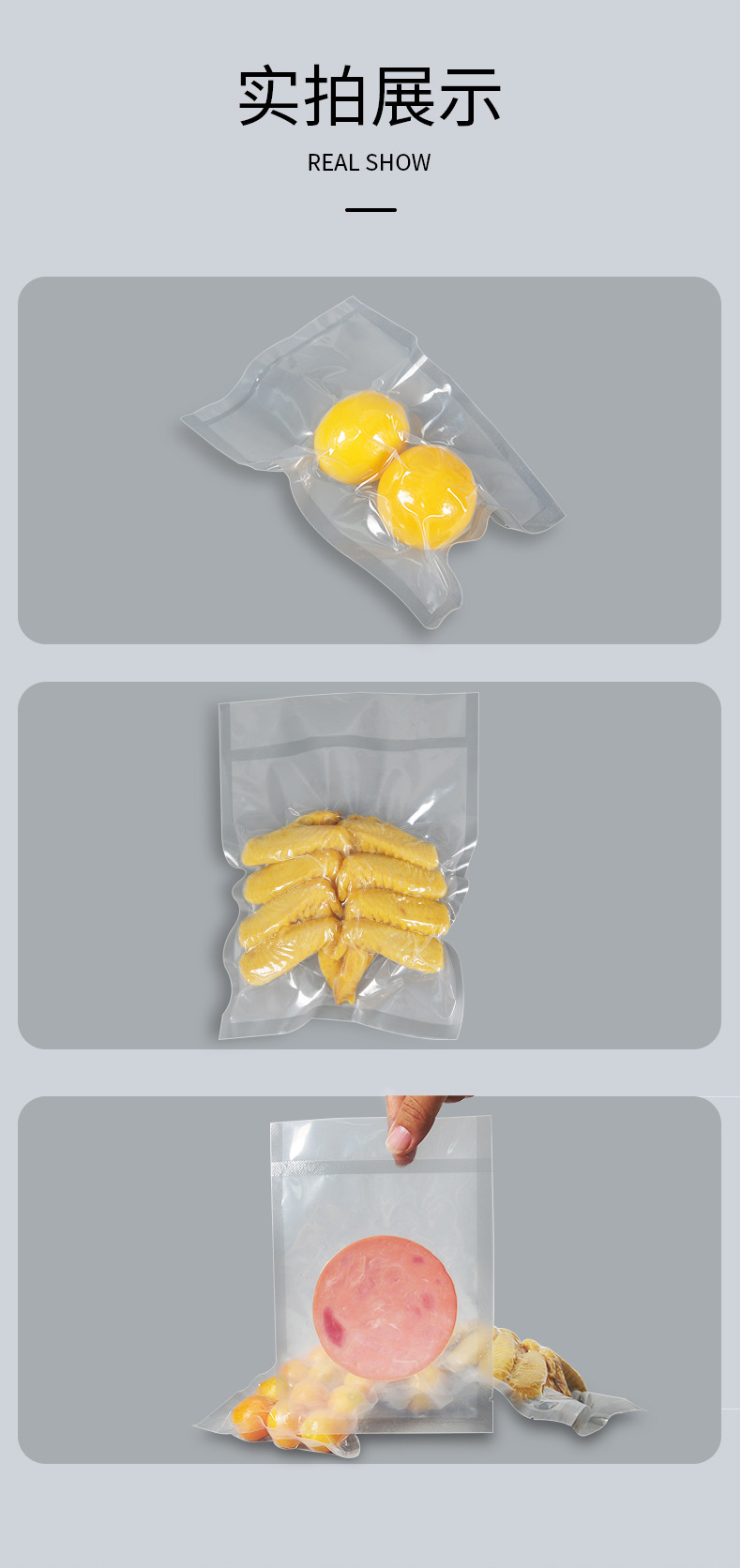 Bolsa de vacío de alimentos de nylon refrigerada por agua bolsa de embalaje fresca transparente y engrosada brillante comercial congelación de mariscos producción impresión pic 5