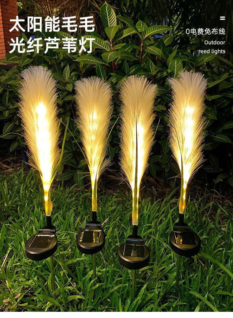 Cross-border outdoor solar optical fiber reed ground insertion simulation reed landscape courtyard decorative lights and reed lighting lights pic 5