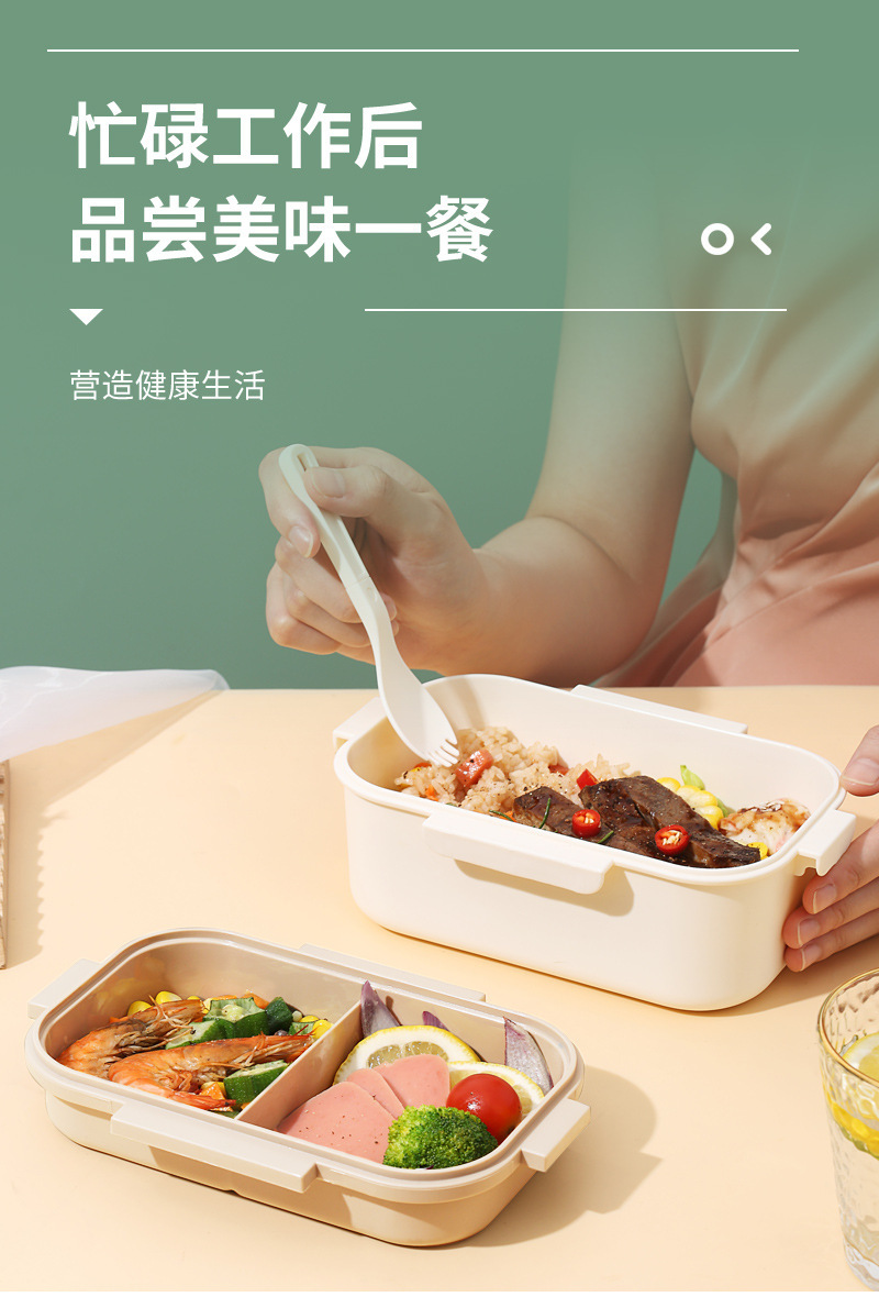 简约透明双层饭盒创意学生上班族食堂便携餐盒可微波便携式便当盒详情13