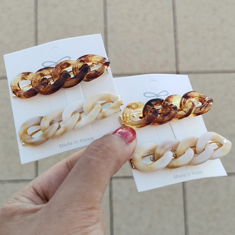 Korean Internet celebrity hairpins: Simple and retro chain, pearl imitation, elegant hairpin, side clip, adult headwear for women pic 3