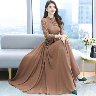 连衣裙女2022早秋新款时尚气质减龄木耳领系带显瘦a字中长款裙潮详情5