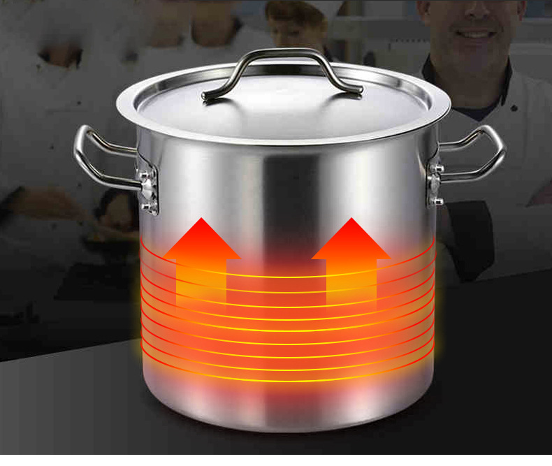 Thickened stainless steel soup bucket 430 iron bucket, special soup pot for induction cooker, milk tea bucket thickened 304 stainless steel soup bucket with magnetic pic 4