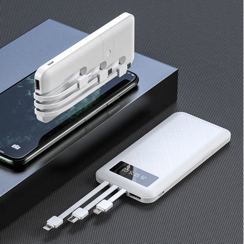 Ultra-thin portable power bank with built-in cable, 10000mAh power bank with stand, gift power bank pic 5