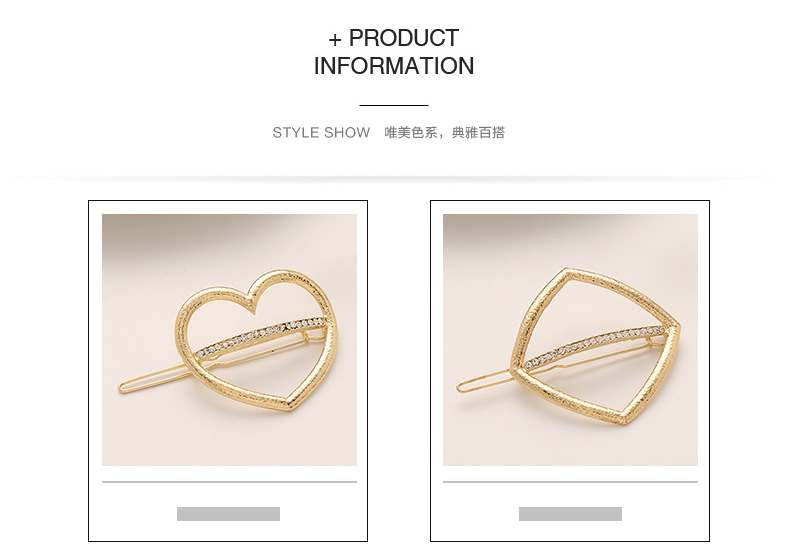 Wholesale of new Korean version headwear: geometric triangular square heart-shaped four-leaf clover hair clips, frog clips, and edge clips pic 4