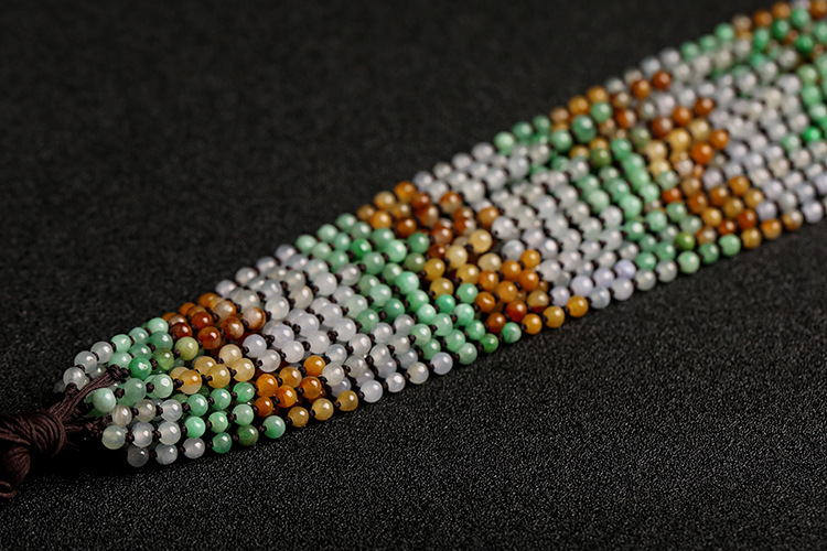 Natural premium jadeite A-grade round beads 5mm woven necklace rope round bead pendant hanging rope jadeite bead chain pic 4
