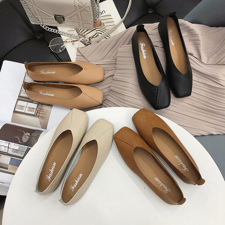 单鞋女2022年新款女式平底鞋方头浅口奶奶鞋软底豆豆鞋女鞋批发详情20