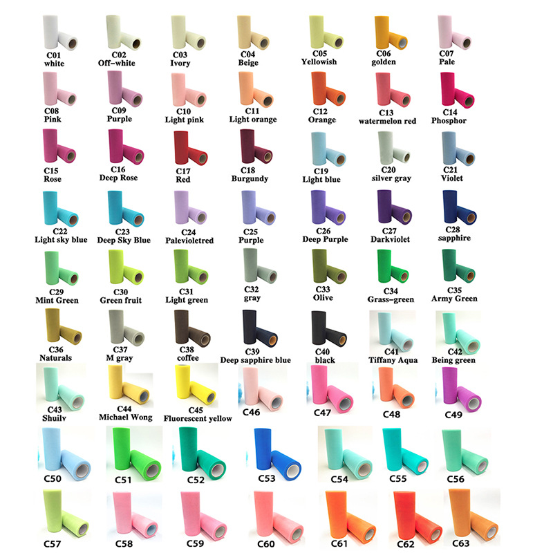 C type 25Y medium-hard American mesh yarn roll, TUTU mesh yarn, 63 colors, full 10 rolls pic 12