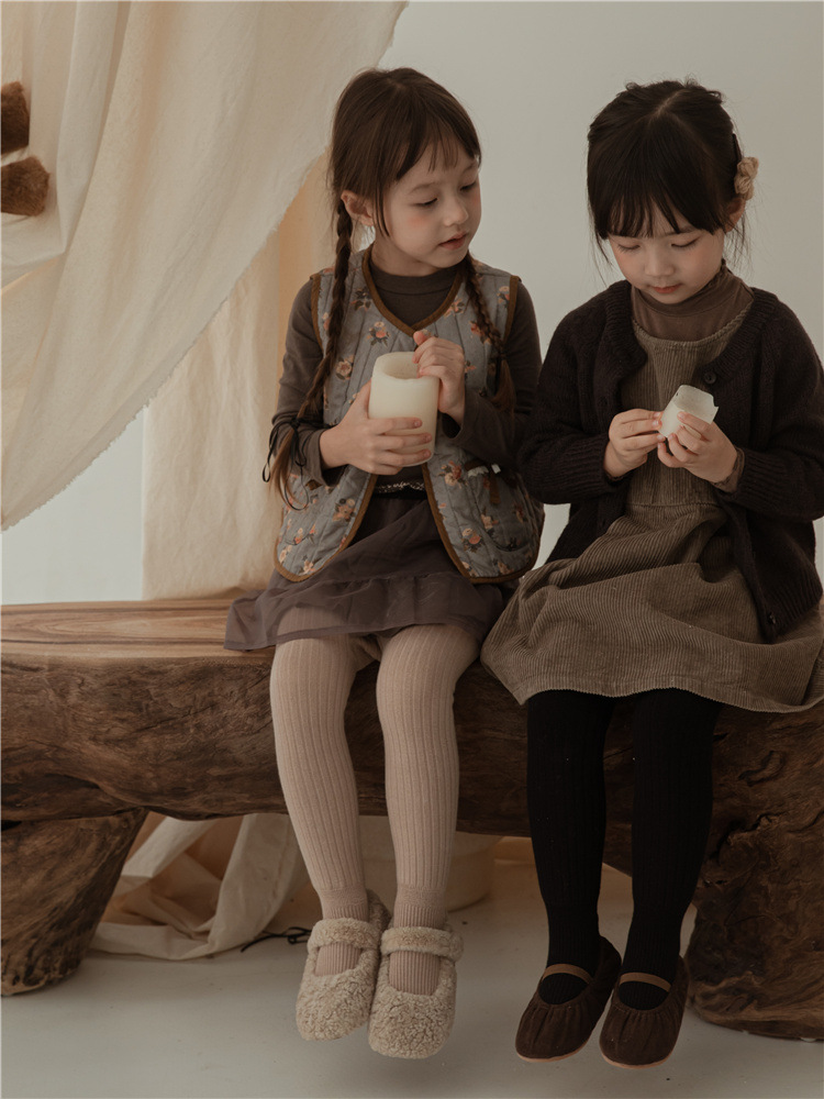 DK600冬季新款儿童打底裤复合色加绒加厚连脚裤宽条复合裤保暖潮详情11