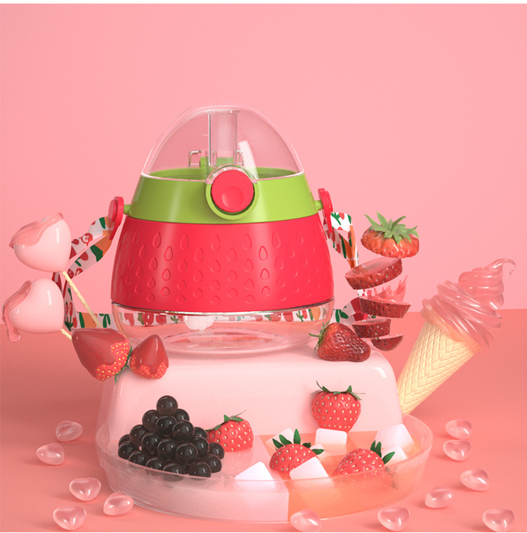 Baby straw cup, strawberry cup, large-capacity water cup, baby potbelly cup, portable water bottle, cute drinking learning cup pic 15