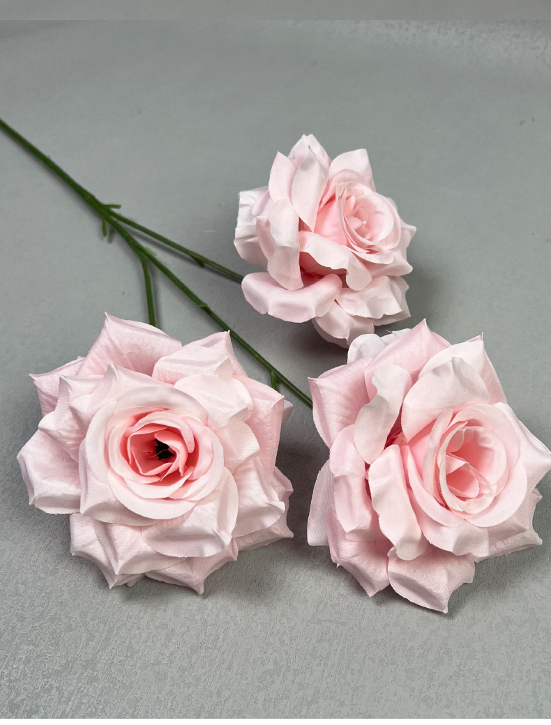 3头钻石玫仿真花婚庆用花玫瑰仿真花装饰摆件假花婚庆地排花玫瑰详情18