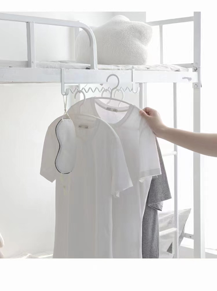 Colgador de cama del dormitorio dormitorio de estudiantes universitarios cabeza de cama de onda creativa almacenamiento de ropa artefacto rack de onda colgante rack de hierro pic 7