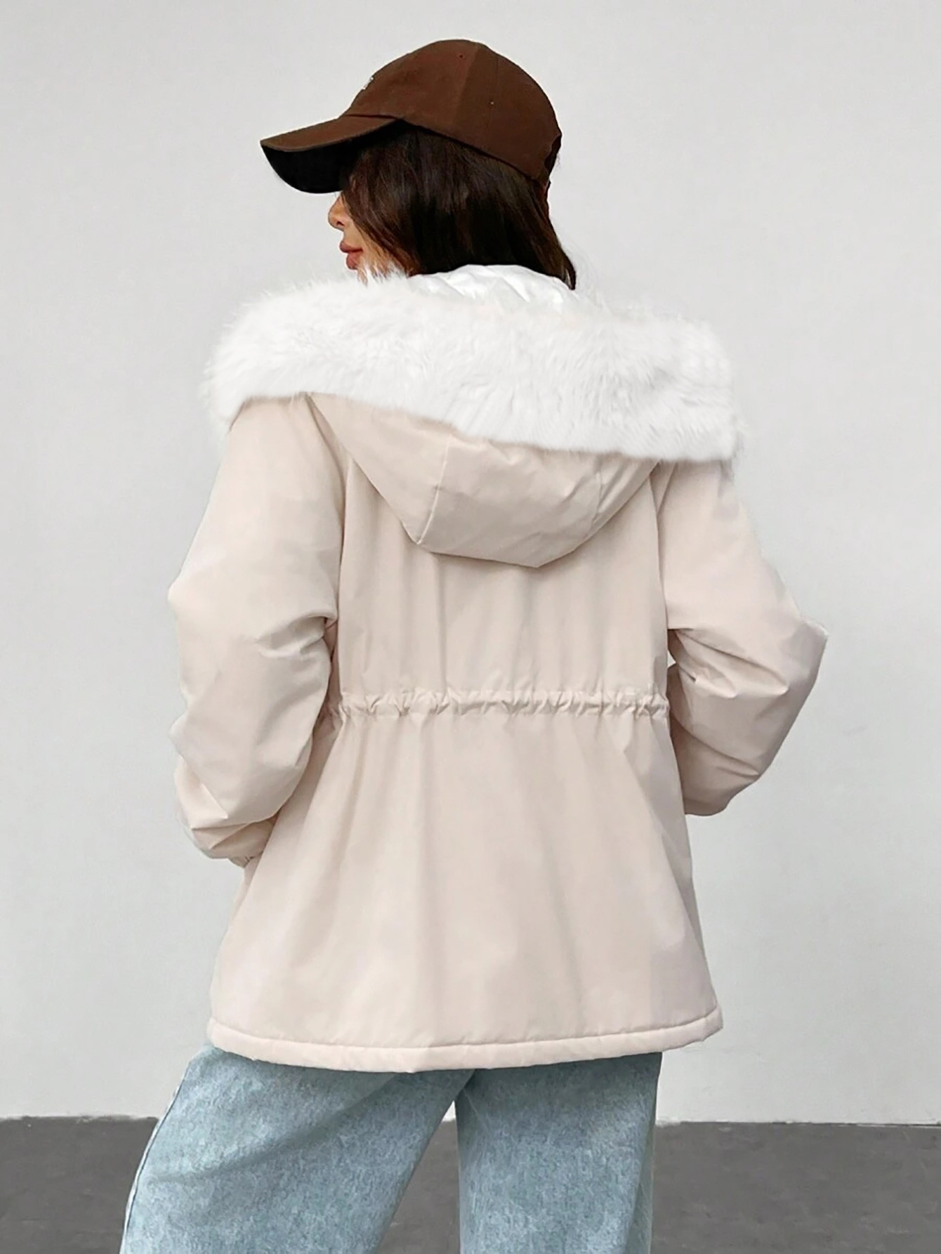 Europa y los Estados Unidos cross border mujeres otoño invierno parka, manga larga color sólido grip up capucha chaqueta abrigo, bolsillo con cremallera pic 8
