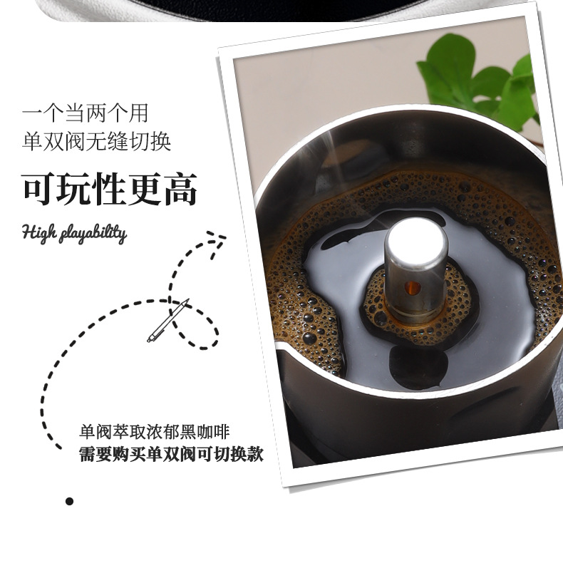 双阀摩卡壶不锈钢壶增压咖啡壶家用复古欧式户外浓缩咖啡器具详情5