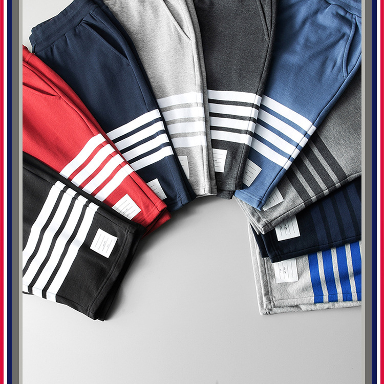 TB teñido teñido cuatro barras rayas moda hombre verano moda pantalones de algodón moda marca pantalones medios pantalones deportivos pantalones casuales hombres pic 6