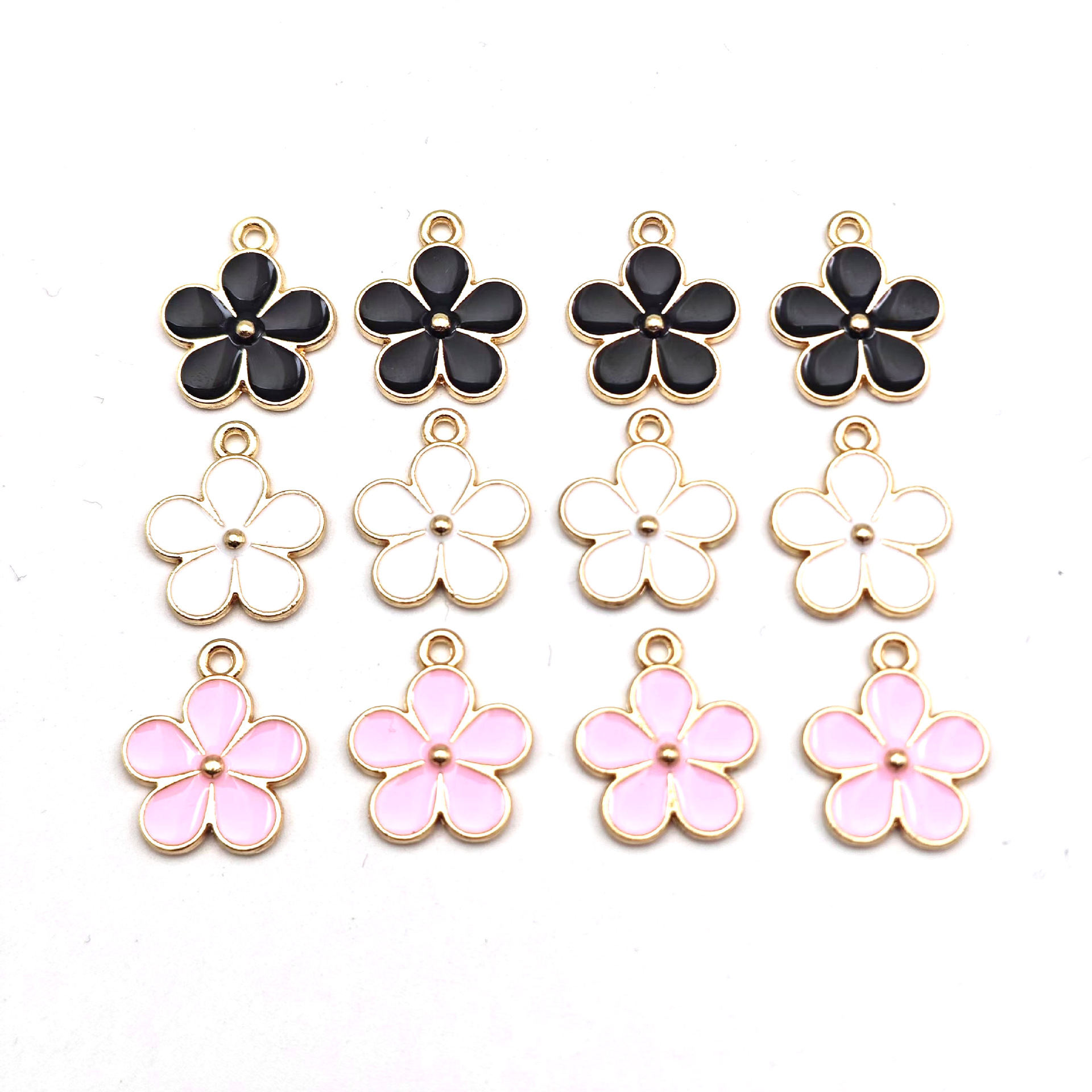 Alloy oil drip accessories, flower daisies, five-petal flowers, diy handcrafted jewelry accessories, earrings, pendants, necklaces, keychains pic 5