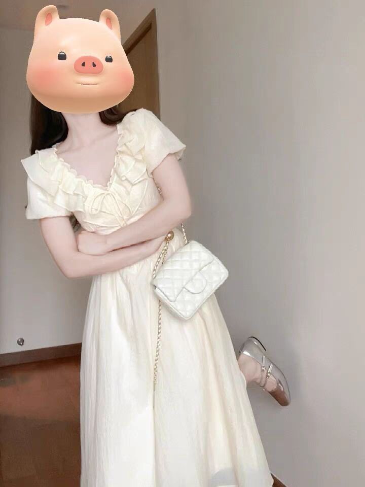 温柔风法式连衣裙女夏季2024新款超好看漂亮甜美初恋气质中长裙子详情1
