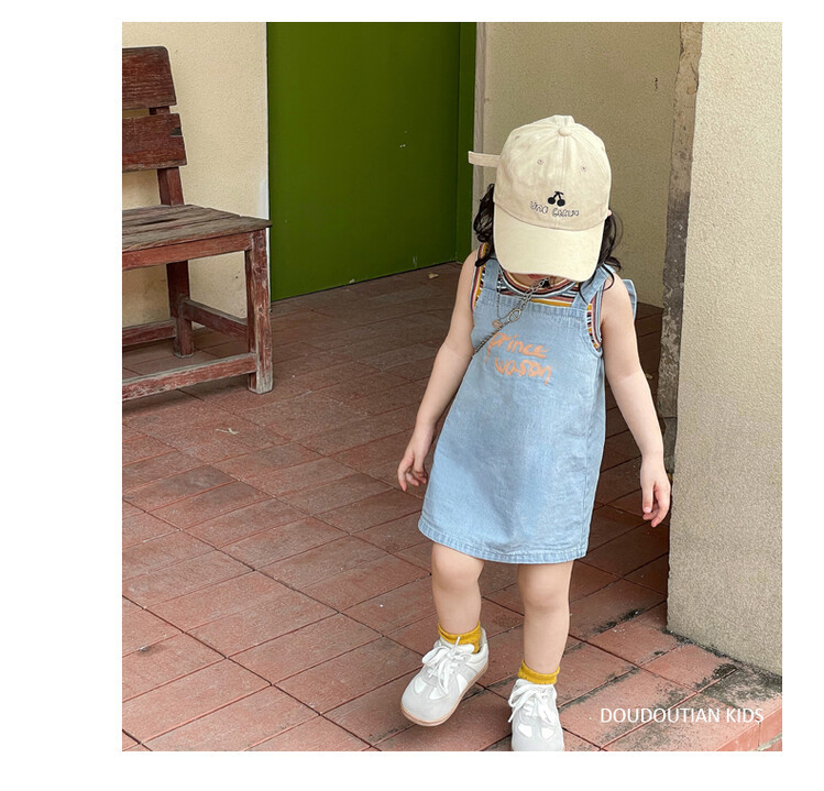 女童夏季新款背带牛仔连衣裙后背大蝴蝶结中小儿童女孩吊带裙详情4