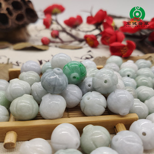 翡翠散珠厂家直销6mm-14mm冰种糯种三彩缅甸A货圆珠手链项链diy配详情6