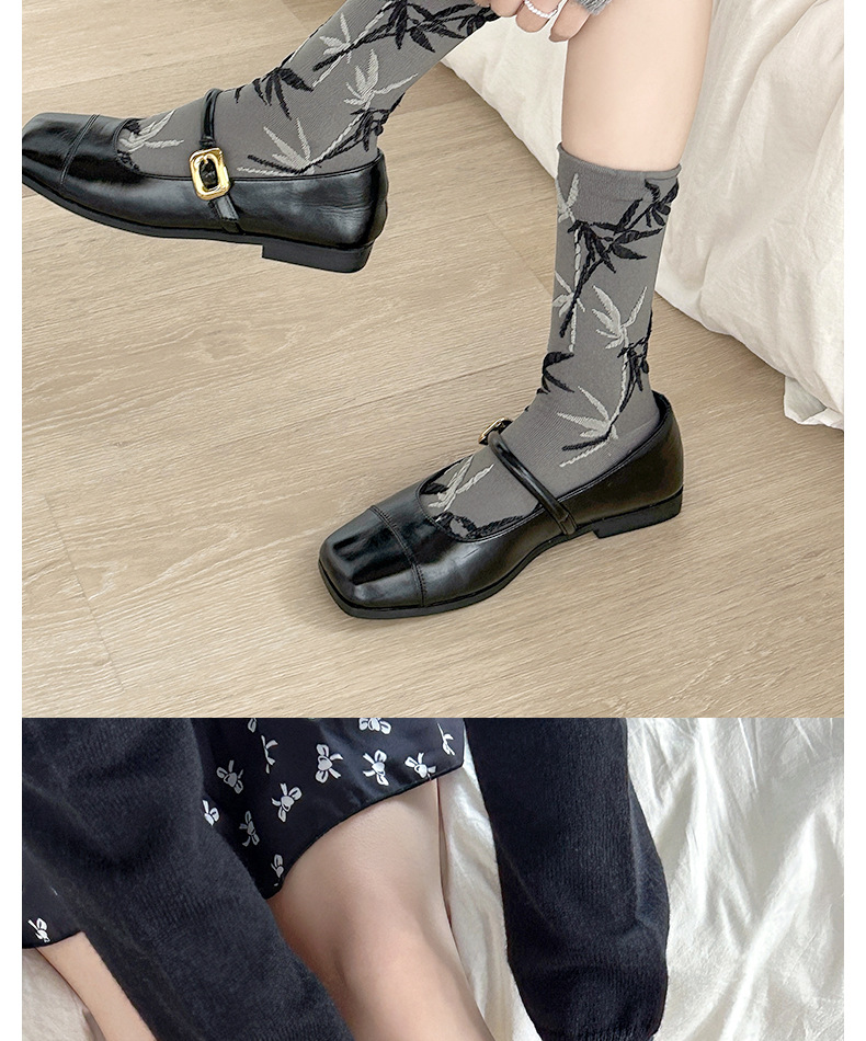 国潮中国风复古盘口木耳花边袜可爱袜子女中筒袜黑白纯色JK少女国潮袜详情22