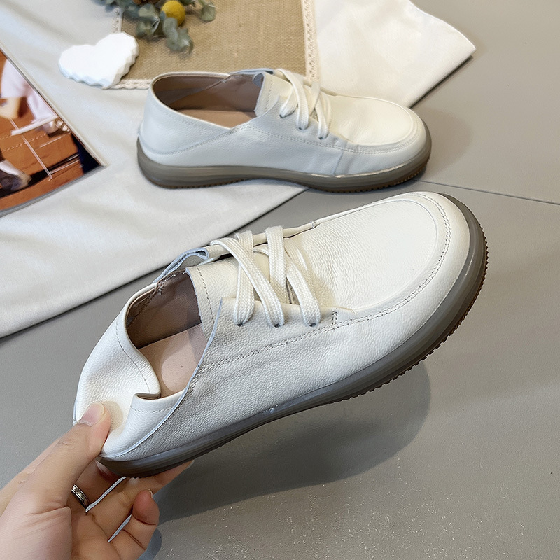 New soft-soled and soft-top loafers, lace-up flat single shoes, casual small leather shoes for women pic 15