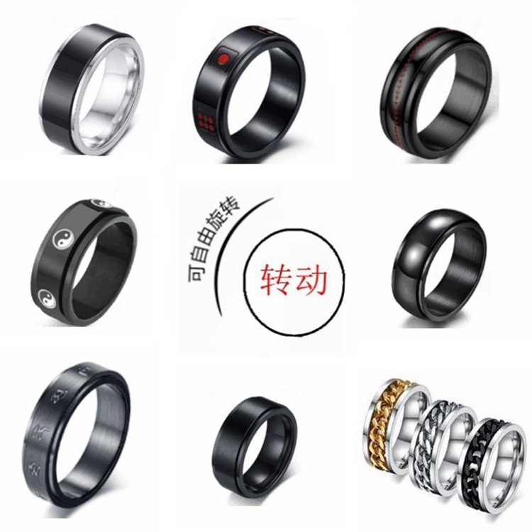 Cross-border Amazon bestseller titanium steel rotating ring, star and moon stress-relieving and anti-anxiety ring, European and American accessories/Chinese trend products pic 5