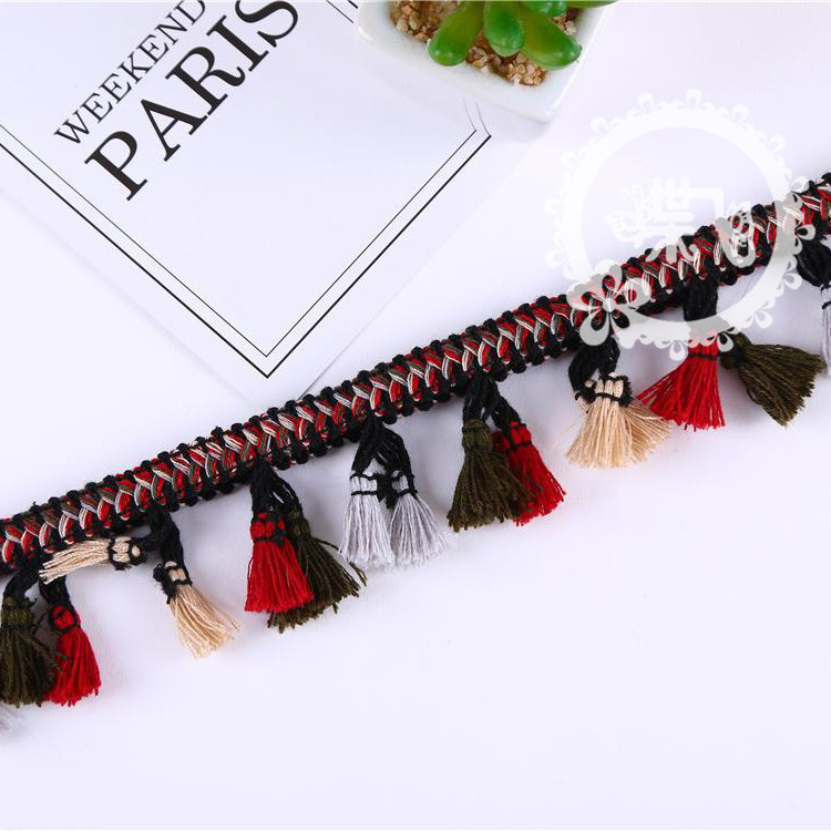 民族风蜈蚣边彩色流苏扫把花边DIY帽子围巾窗帘服装辅料花边现货织带详情11