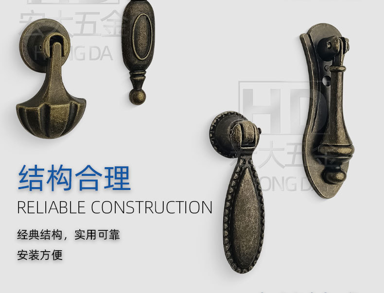 复古衣柜橱柜鞋柜斗柜门把手青古铜做旧欧式仿古单孔抽屉拉手详情7