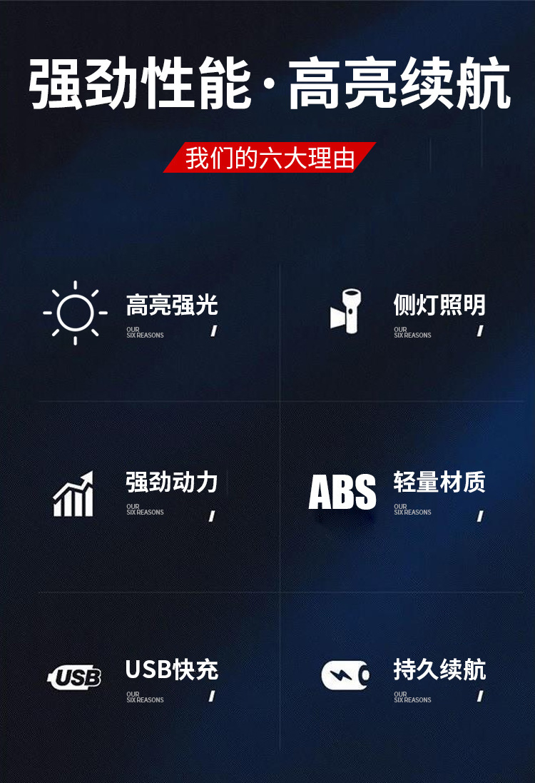 跨境手电筒强光户外超亮LED充电聚泛双光多功能便携式手电批发详情4