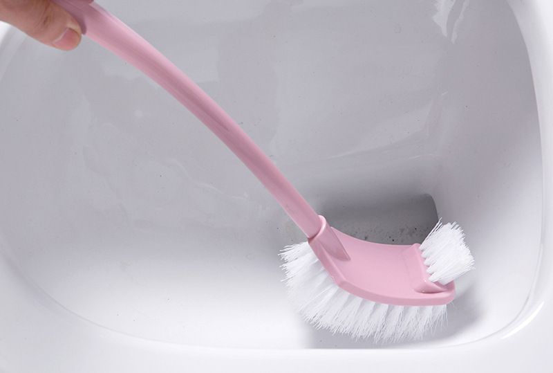 Household bathroom cleaning brush, long-handled toilet cleaning brush, double-sided wall-mounted curved toilet brush pic 2