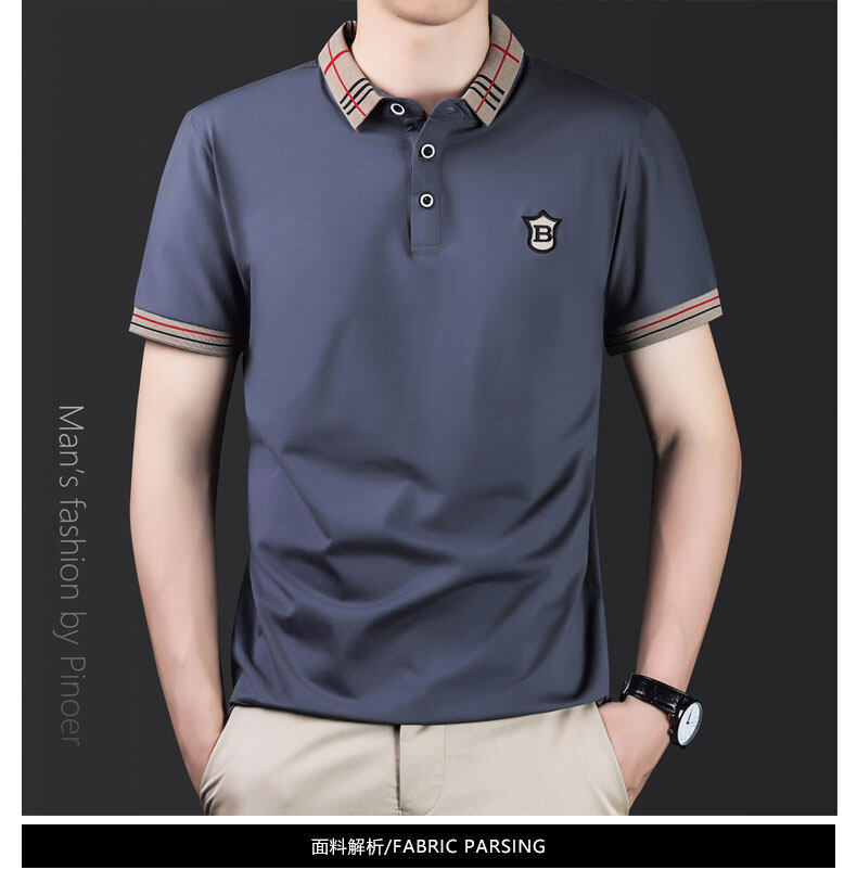 高级感男士短袖T恤polo衫夏季男装新款百搭体恤潮流韩版半袖上衣详情1