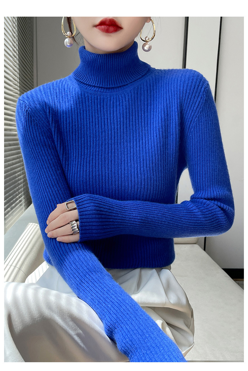 毛衣女2022秋冬新款长袖内搭修身韩版打底衫高翻领羊毛针织衫批发详情18
