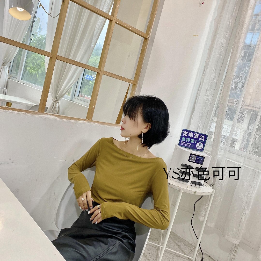 Yise Coco one-neck base layer for Women 2021 Early Autumn New style Japanese sweet and sexy thin long-sleeved top pic 19
