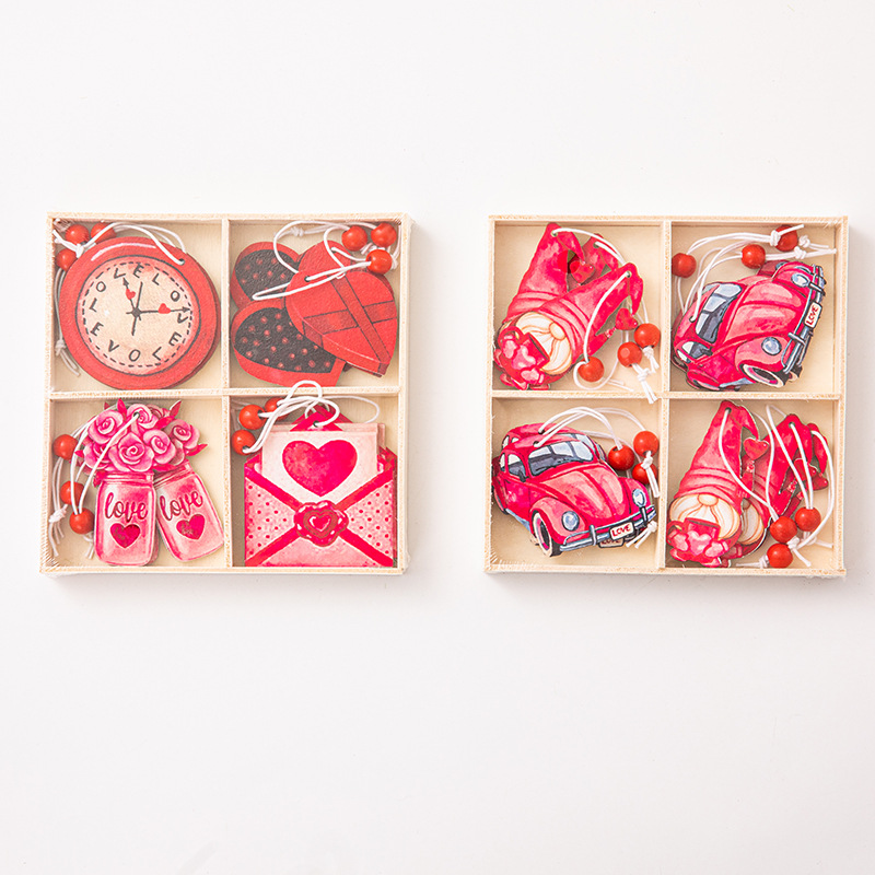 跨境新品情人节木质装饰品挂件 爱心情人节派对场景布置悬挂装饰详情10