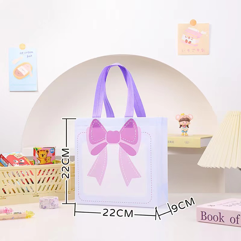开学季学生覆膜蝴蝶结可爱无纺布手提袋时尚环保购物袋高级礼品袋详情9