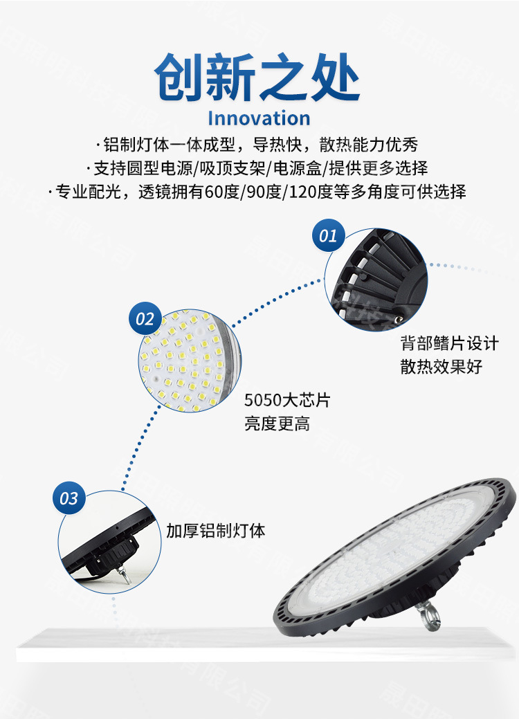 New waterproof tunnel ufo industrial and mining lamps, cross-border workshop lighting lamps, factory buildings, factories, football fields, led industrial and mining lamps pic 6