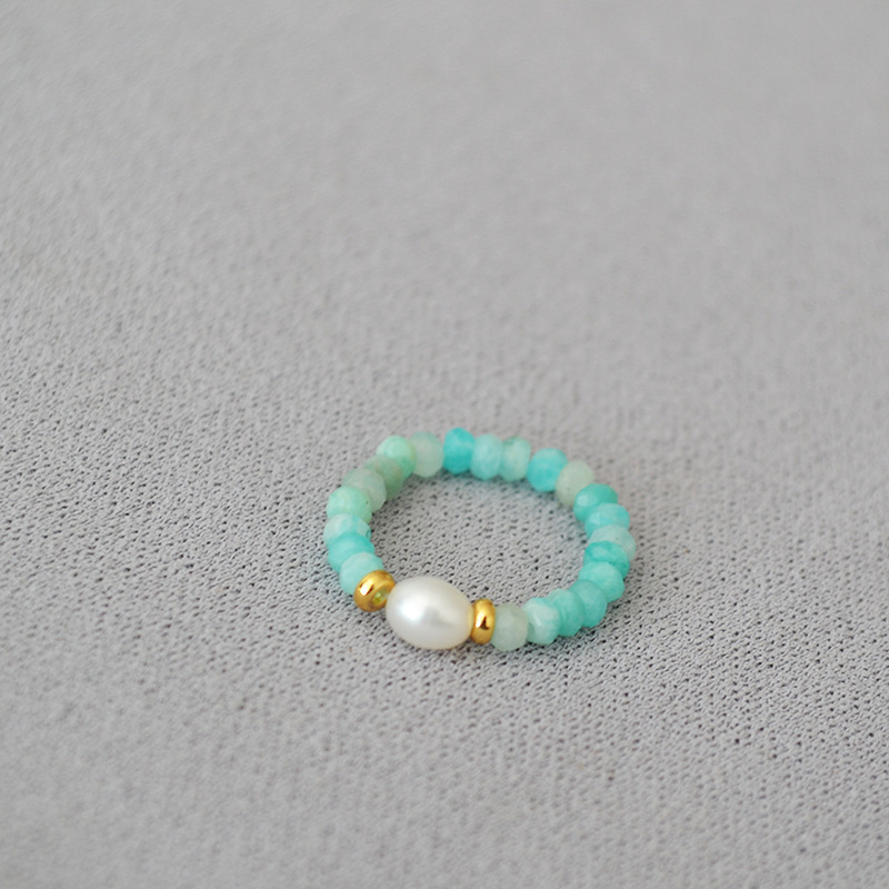 夏日新款复古清凉真石天河石彩色碧玺串珠个性简约弹力戒指食指戒详情8