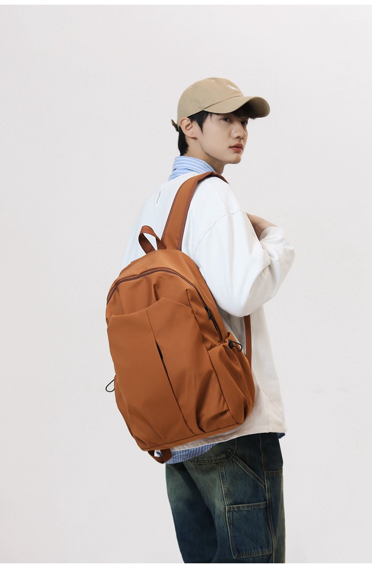 2024新款大容量纯色简约百搭时尚初高中生电脑包大学生双肩背包详情22