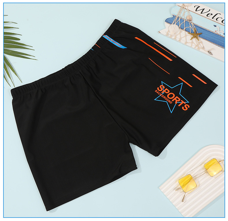 新款男士泳裤成人平角胶印沙滩裤泳池短裤男条纹游泳裤宽松舒适详情22