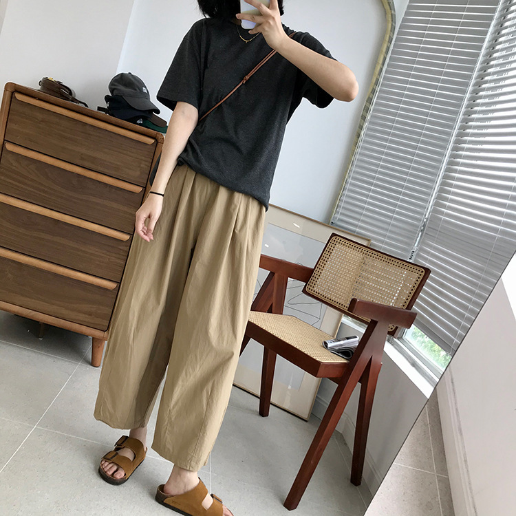 巨百搭轻薄透气酵洗棉小个子奶奶裤九分宽松显瘦休闲裤女夏季薄款详情22