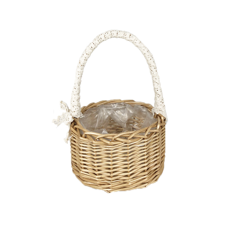 Hand-woven princess basket, willow-woven hand-held basket, wedding flower basket, gift basket, floral arrangement basket, fruit basket pic 8
