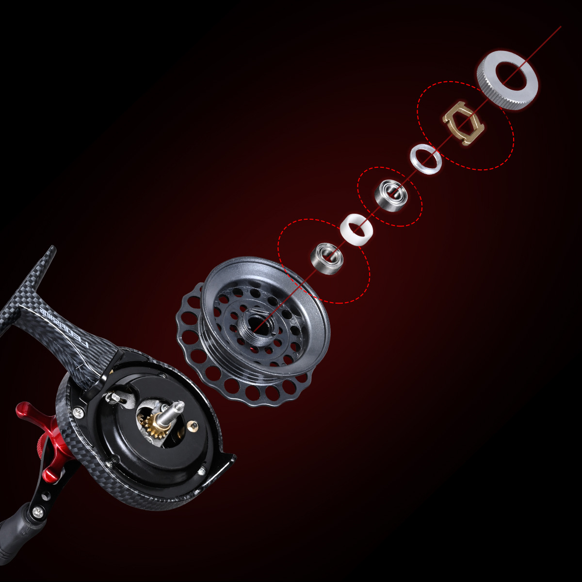 Carbon texture front wheel ice fishing, angling, fishing wheel, fish wheel pic 6