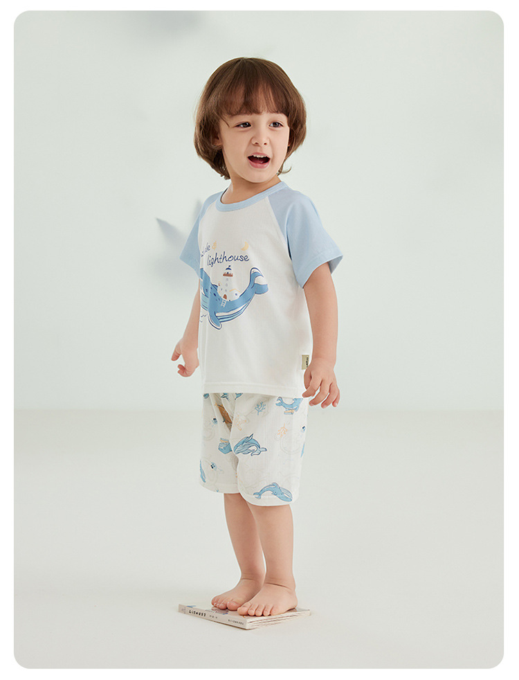 威尔贝鲁男女儿童睡衣春夏薄款婴幼儿宝宝竹棉空调家居服套装详情25