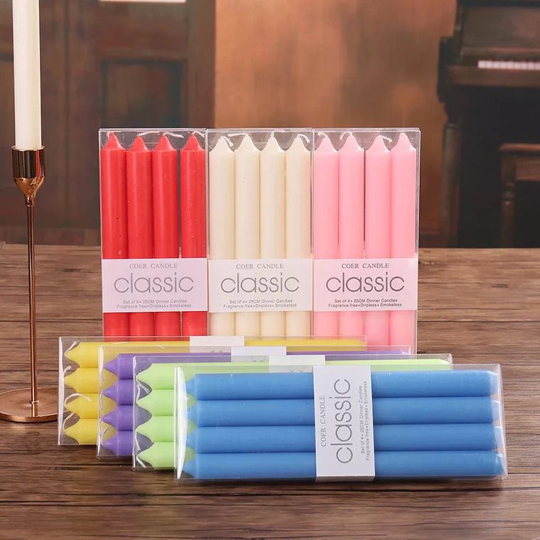 Classic European-style hotel smokeless and odorless long stick candles, romantic wedding white colored stick wax pic 5