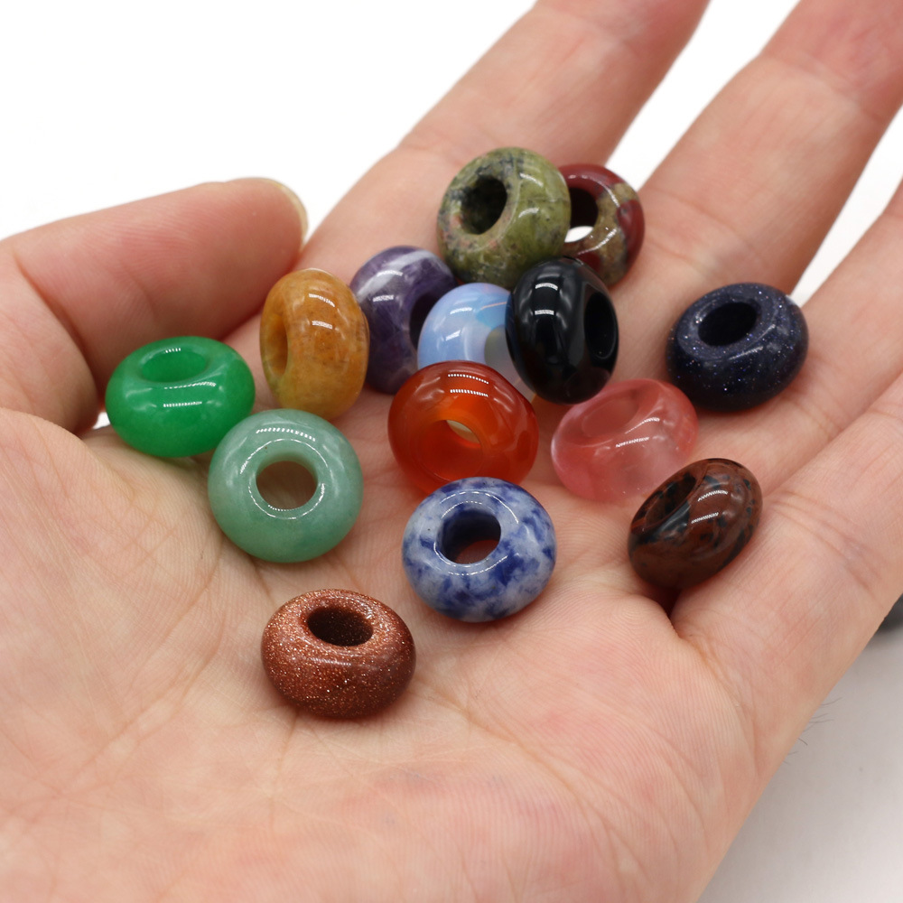 8x14mm天然石头半宝石算盘形大孔珠珠子DIY饰品配件手工制作批发详情5