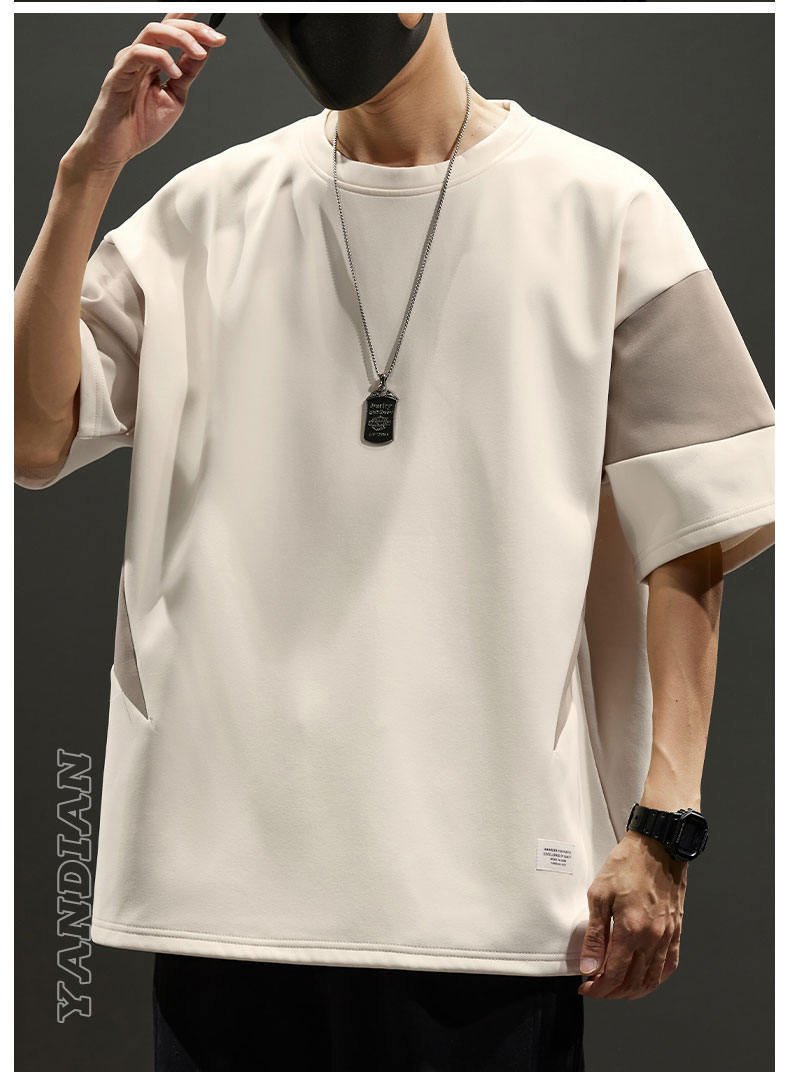 夏季新爆款港风拼色短袖大童青少年T恤学生打底气质简单潮牌小众详情15