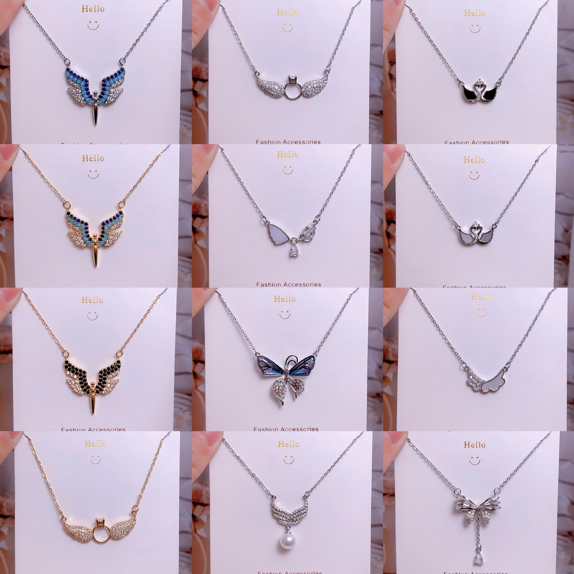 Titanium steel collarbone chain, non-fading wing heart original design, high-end light luxury necklace, direct sales from Yiwu factory pic 3